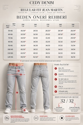 Cedy Denim Cedy Denım-regular Fit Yüksek Bel Esnek Jean Erkek Kot Pantolon C336 Mavi