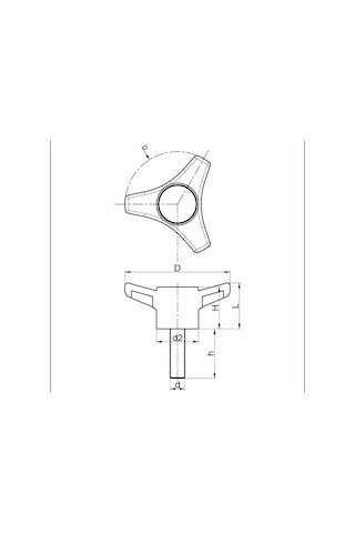 Ptc3801050 Plastik Yıldız Tutamak 3 Kollu Civatalı Çap:80Mm