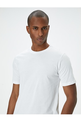 Koton Basic Tişört Slim Fit Kısa Kollu Bisiklet Yaka Beyaz 5wam10041hk Beyaz