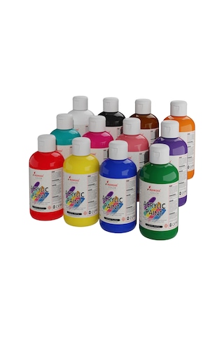 Tüm Renkler Akrilik Boya 12'li Set 12x250 Gr Renkli