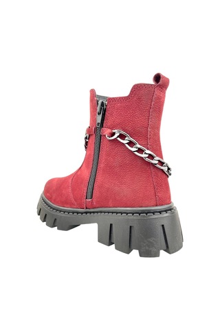 Chelsea Kız Çocuk Deri Kısa Çizme Bordo Nubuk Bordo