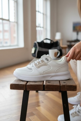Enoch Erkek Beyaz Günlük Spor Ayakkabı Kalın Tabanlı Sneaker Süet Detaylı Ve Parçalı Tasarım Beyaz