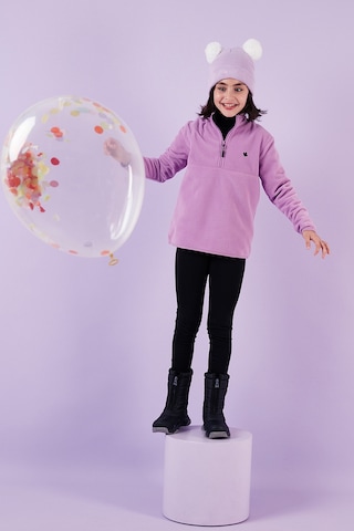 Lela Yumuşak Dokulu Fermuarlı Dik Yaka Şardonlu Kışlık Unisex Çocuk Polar 5905002 Lila