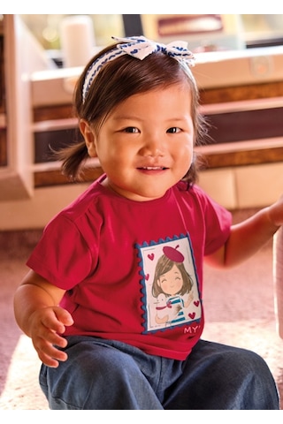 Mayoral Kız Bebek Kısa Kollu T-shirt Ve Saç Bandı Set Kırmızı 01081