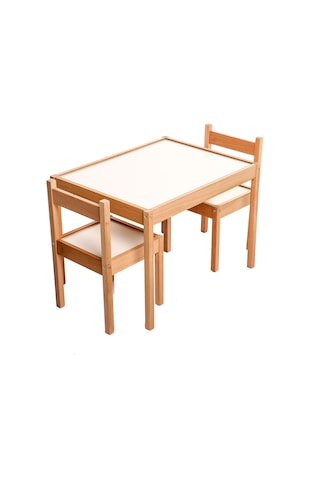 Baby Toys Montessori Ahşap Masa Ve Sandalye Seti Ahşap - Beyaz