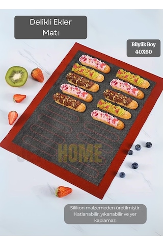 Delikli Ekler Pişirme Matı Çift Taraflı Fırın Matı Silikon Hamur Matı Yapışmaz Büyük Boy 40x60 Cm