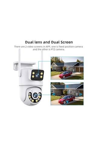 4mp+4mp Çift Lensli Wifi Ip Kamera Kablosuz Dış Mekan Ev Ptz Güvenlik Kamerası