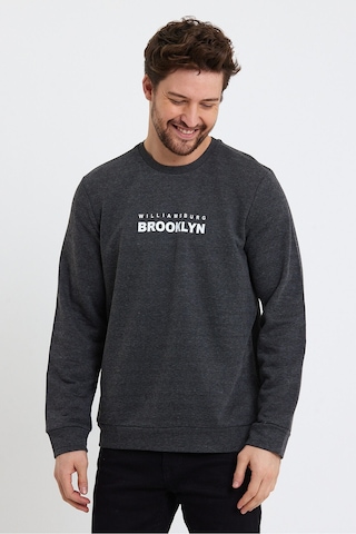 Süperlife Erkek Bisiklet Yaka Regular Fit Brooklyn Baskılı İnce Sweatshirt Spr23sw330 Antrasit