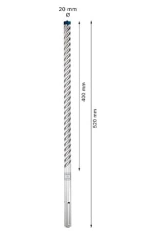 Kırıcı Delici Delme Ucu, 20 X 400 Mm, Yüksek Dayanıklılık