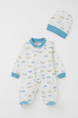 Breeze Erkek Bebek Patikli Tulum Gökyüzü Temalı 0-6 Ay, Beyaz Beyaz