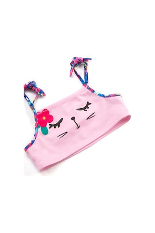 Çiçekli Kedi Kız Çocuk Bikini