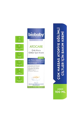 Biobaby Çok Kuru Ciltler Için Krem 100 ml - Organik Kır Iğdesi Yağı Organik Zeytin Yağı Atopik Ciltler