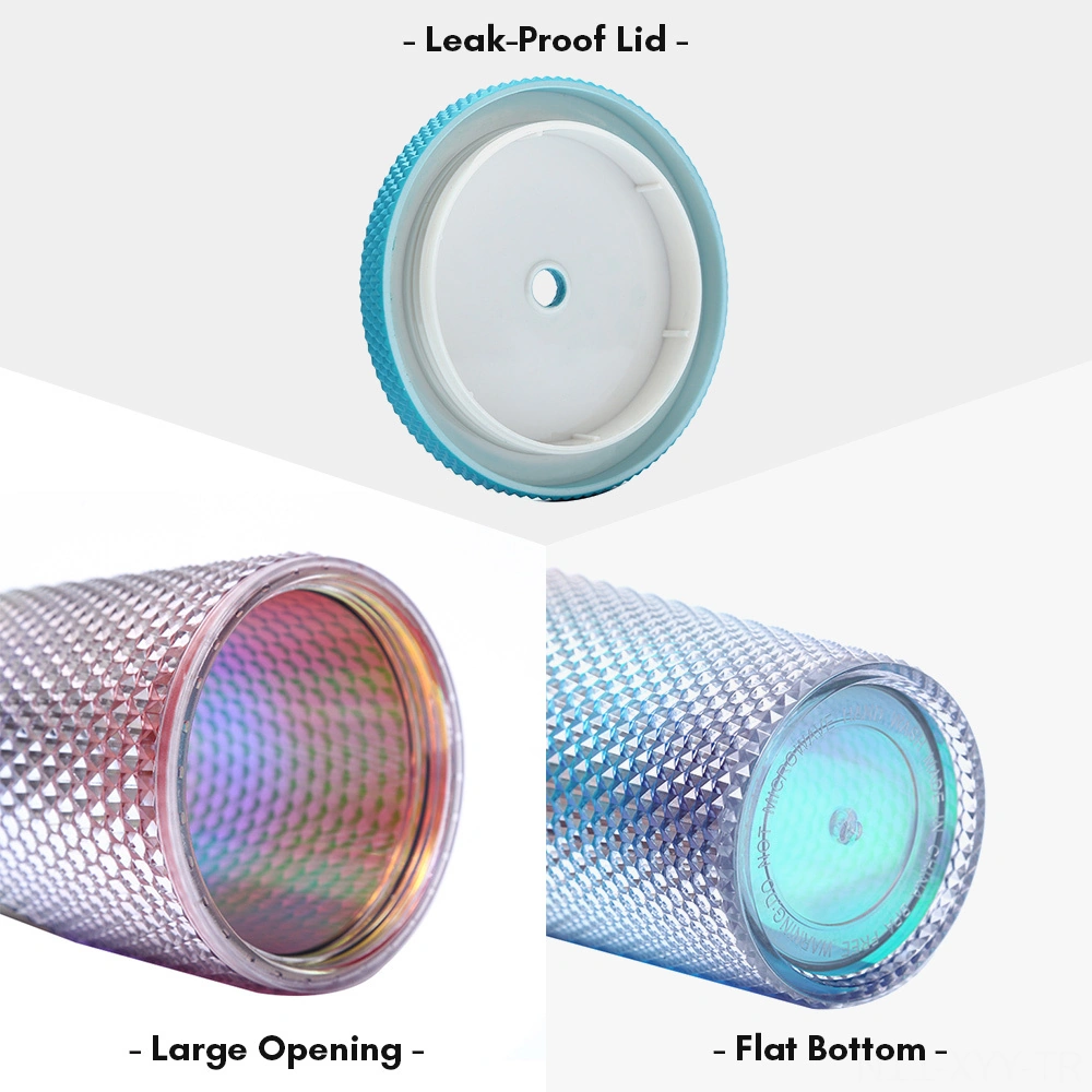 Yaleker Kırılmaz 710ml/24oz Abs Cam Su Bardak, Şeffaf Kırmızı, Çubuklu, Kapaklı, Isı Ve Düşük Dayanıklı, Geniş Hacimli Diğer