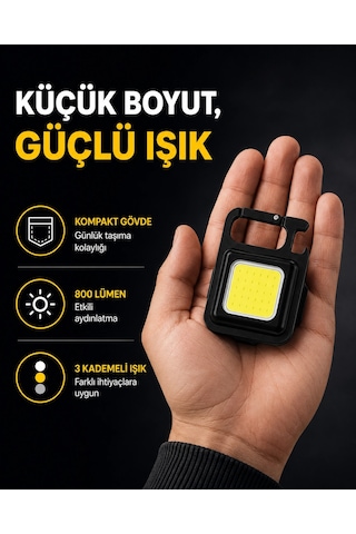 Mey İthalat Led Mini Anahtarlık Fener 1000 Lümen Güçlü Işık Ve Usb Type-c Şarjlı Yeni Nesil