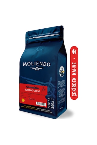 Moliendo Colombia Supremo Decaf Kafeinsiz Çekirdek Yöresel Kahve 250 G