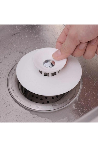 3b Trend 2 Adet Lavabo Küvet Tıkacı Mutfak Banyo Gider Tıpası Kapağı Tıkaç Süzgeç Krem Renk