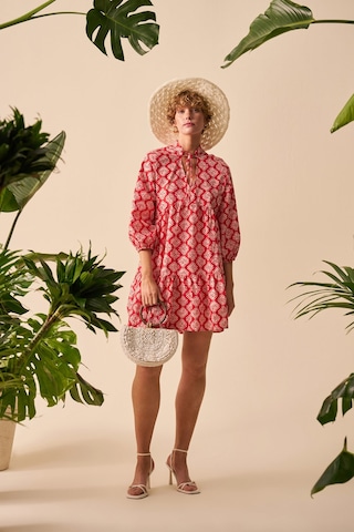 Mathilda Store Desenli Mini Elbise Kırmızı