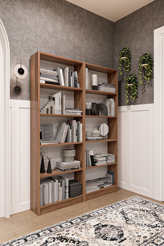 Asra Trend 2 Modüllü Kitaplık K-003 %100 MDF 10 Bölmeli Modern Ofis Çalışma Masası Yanı Rafı Petra