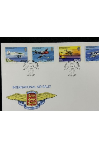 1979 Jersey Uluslararası Hava Rallisi İlk Gün Zarfı Fdc 25. Yıldönümü İnternational Air Rally 25. A  Teşhir Ürün