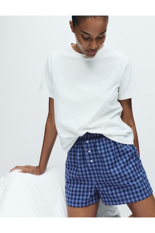 Marks & Spencer 2’li Paket Saf Pamuklu Baskılı Pijama Şortları T37003456S Mavi Mix
