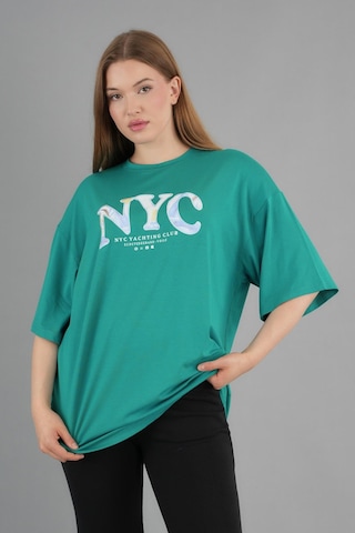 Alexandergardi Geniş Kalıp Bisiklet Yaka Baskılı Kısa Kollu T-shirt Yeşil