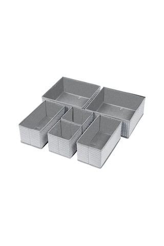 Serstil 6'lı Çekmece Içi Düzenleyici Organizer Set - Çok Amaçlı Dolap Içi Kutu Seti - Gri Benekli