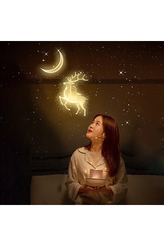 Maoyaya Usb Şarjlı Yıldız Projeksiyon Gece Lambası - Müzik Kutusu & Bluetooth