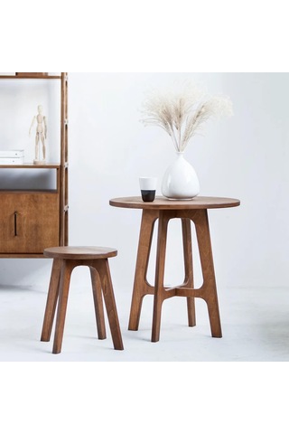 Woodesk Breva, Ahşap Orta Sehpa, Coffee Table, 60x60 Ceviz Renk