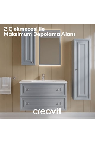 Creavit Kayra Lavabo Dolabı Çekmeceli 100cm Mat Gri Mat Gri