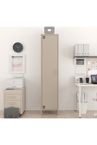 Pera Metal Elbise Dolabı, Soyunma Dolabı, Tek Kapılı, 41,50 X 40 X 189,50 Cm Bej