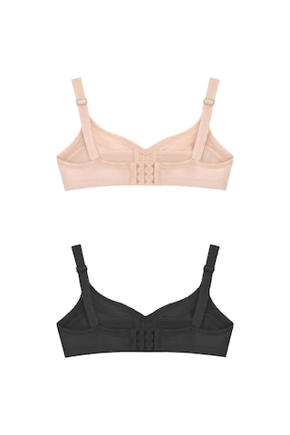 Cottonill Bra -rosina Büyük Beden Dantelli Balensiz Minimizer Ayarlanabilir Askılı Kadın Sütyen 2'li Paket Çok Renkli