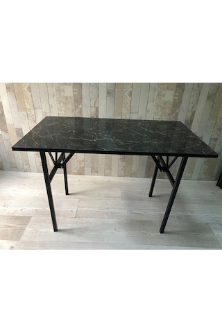 Bahçe Balkon Çayseti Masası Siyah Mermer Desenli 90x50cm Orta Sehpa, Yan Sehpa, Sehpa, Masa Siyah Mermer