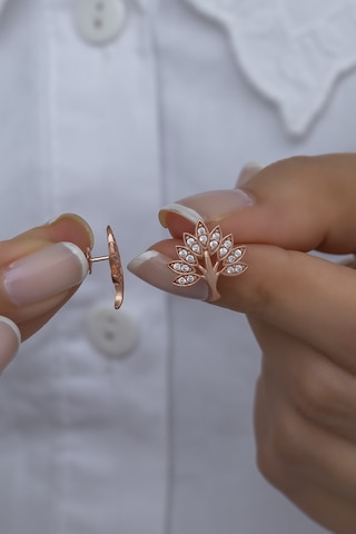 Nereze 925 Ayar Gümüş Zirkon Taşlı Ağaç Model Küpe
