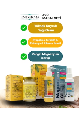 Propolisli Krem 110ml + Magnezyum Sprey 110ml + Kuyruk Yağlı Kollajenli Krem 110ml Üçlü Set