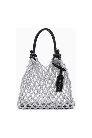 3.1 Phillip Lim Gümüş Makrome Pamuklu Mini Çanta Şık Ve Sanatsal Tasarım, 29x24x10 Cm El Çantası