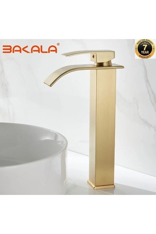 Banyo Çanak Lavabo Bataryası Mat Gold Renk Şelale Model