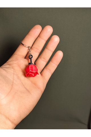 Gül Anahtarlık Minik Gül Modeli Kırmızı