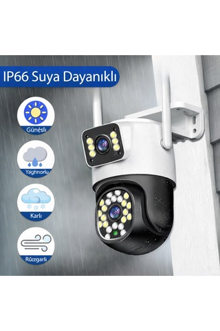 4mp Dual Kamera 360 Wifi Ip Kamera Renkli Gece Görüşlü, İnsan Takipli, Dış Mekan Güvenlik Kamerası