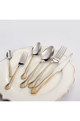 36 Parça Kaşık Çatal Bıçak Takımı - Diana Gold Royal Mademoıselle Gold