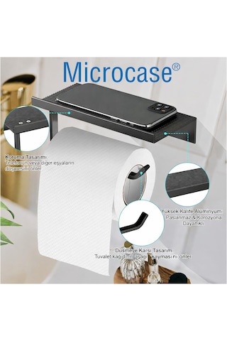 Microcase Duvara Monte Yapışkanlı Tuvalet Kağıdı Askılığı Ve Telefon Tutucu Al5707 Siyah