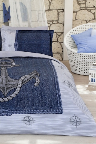 Özdilek Anchor Denim Tek Kişilik Nevresim Takımı Gri (Çapalı)