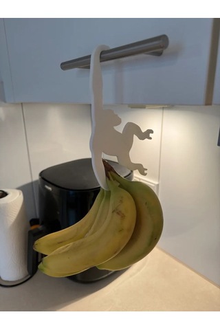 Maymun Şeklinde Muz Askısı - Şık Ve Eğlenceli Mutfak Dekorasyonu Beyaz