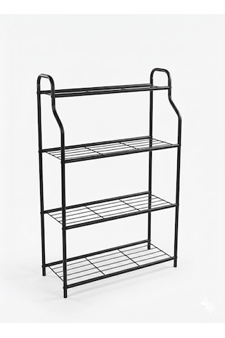 Modern Siyah 4 Katlı Metal Çiçeklik Standı: Çok Amaçlı Mutfak,kitaplık&dekoratif Lüks Stand Beyaz