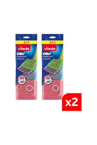 Vileda Power Inox Colors Çelik Bulaşık Sünger 2 x 3'lü