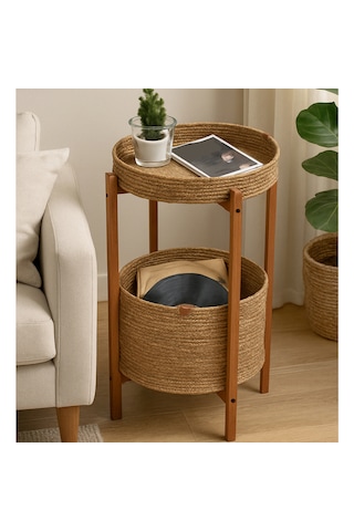 Sepetli Sehpa Yan Sehpa Gazetelikli Sehpa 5005 Kahverengi