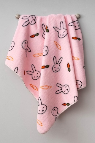 Bebitof Sevimli Tavşan Desenli Peluş Battaniye Bbtf.pmb.95077 Pembe