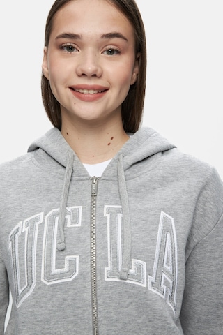 Ucla Joyce Gri Kapüşonlu Ve Fermuarlı Aplikeli Standard Fit Kadın Sweatshirt Gri