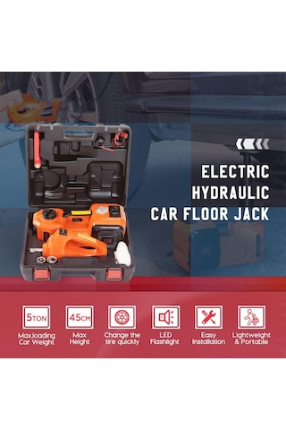 Elektrikli Araba Kriko Kiti 5 Ton 12v Hidrolik Kriko Seti