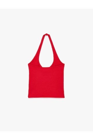 Koton Pamuklu Ribanalı Slim Fit Sırt Dekolteli U Yaka Bluz Kırmızı 6sak10338ek
