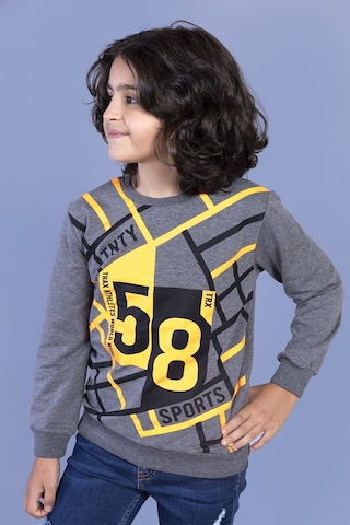 Toontoy Kids Toontoy Erkek Çocuk 58 Baskılı Sweatshirt Antrasit Melanj